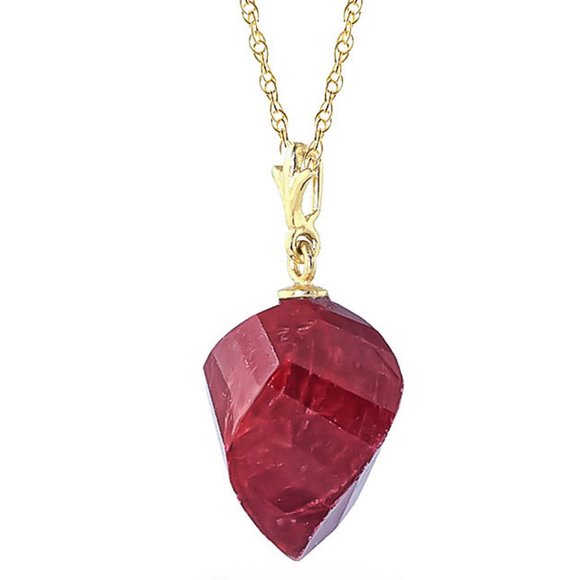 14K. GOLD NECKLACE WITH TWISTED BRIOLETTE RUBY - Picture 2 of 6